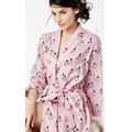 Pink Penguins on Parade Women's Flannel Knee-Length Robe